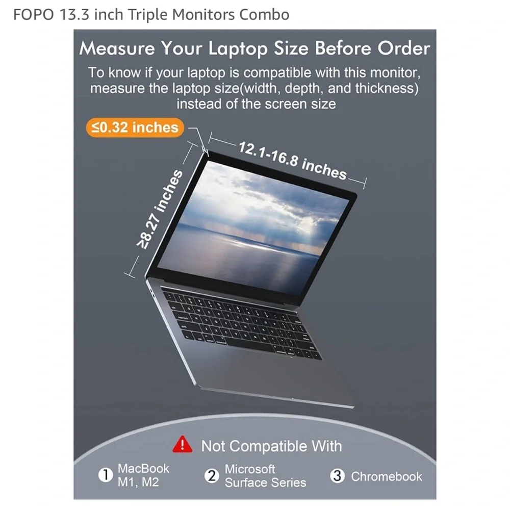 13.3 inch Triple Monitor Combo - Silver